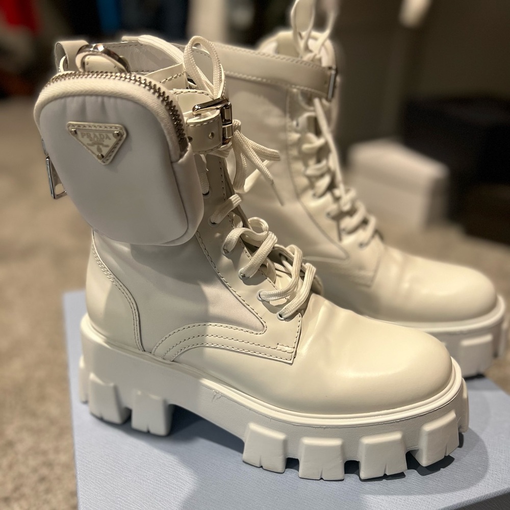 Like new prada nylon boots, white size 39 worn twice